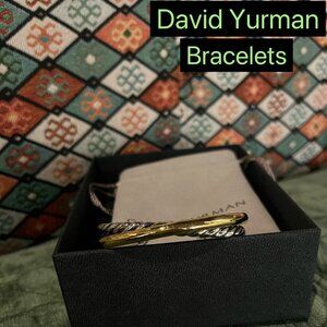 D̲a̲v̲i̲d̲ ̲Y̲u̲r̲m̲a̲n̲ Gold 11mm Cylindrical Twist Bracelet